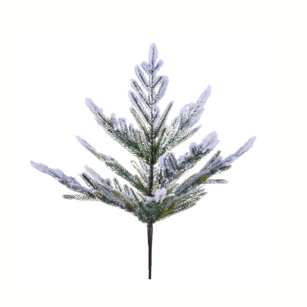 20" Flocked Norfolk Pine Pick – Green & White Holiday Stem-XX9659